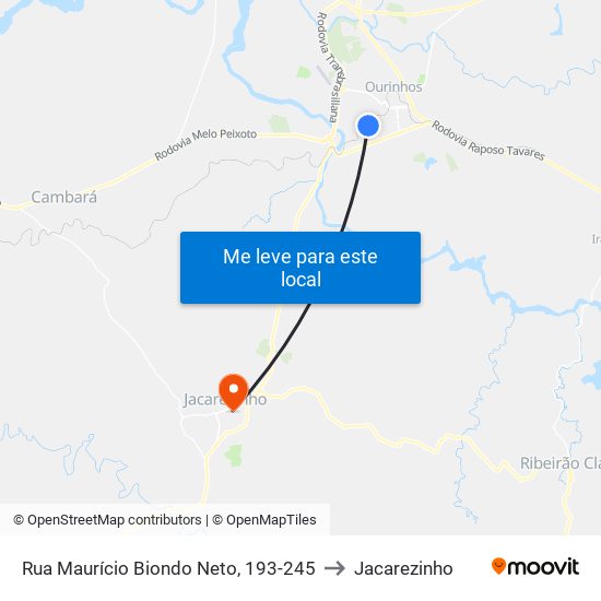 Rua Maurício Biondo Neto, 193-245 to Jacarezinho map