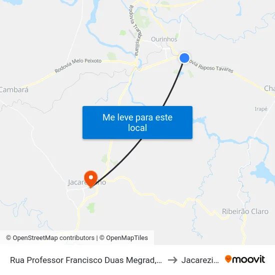 Rua Professor Francisco Duas Megrad, 141-405 to Jacarezinho map