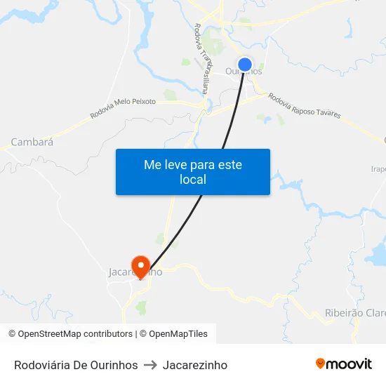 Rodoviária De Ourinhos to Jacarezinho map