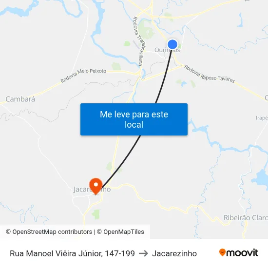 Rua Manoel Viêira Júnior, 147-199 to Jacarezinho map