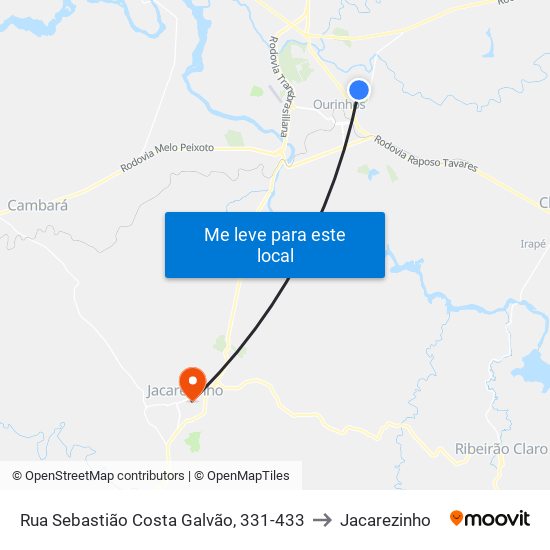 Rua Sebastião Costa Galvão, 331-433 to Jacarezinho map
