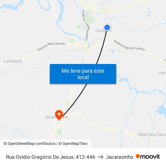 Rua Ovídio Gregório De Jesus, 412-446 to Jacarezinho map