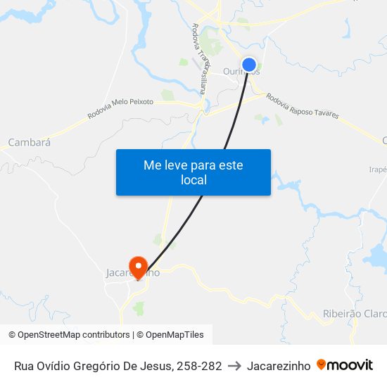 Rua Ovídio Gregório De Jesus, 258-282 to Jacarezinho map