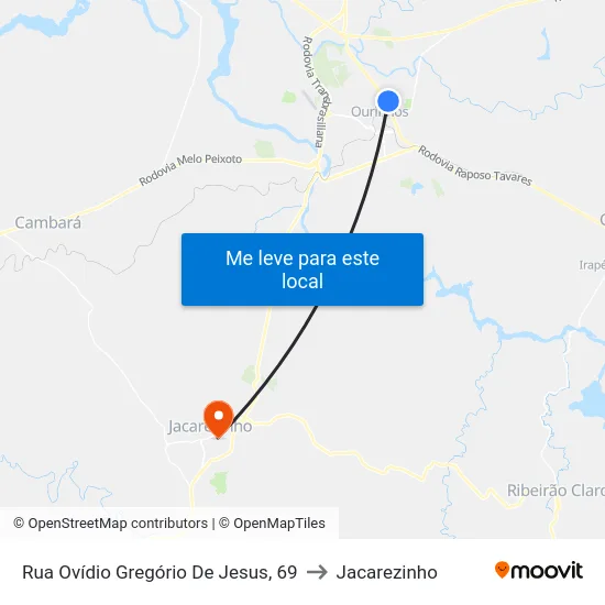 Rua Ovídio Gregório De Jesus, 69 to Jacarezinho map