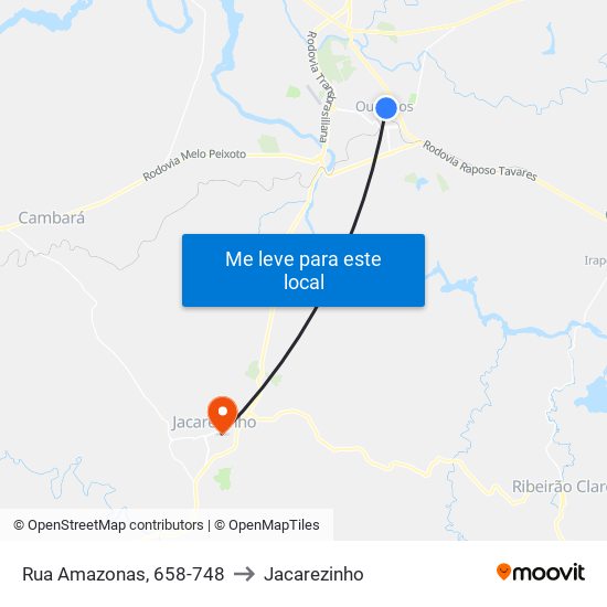 Rua Amazonas, 658-748 to Jacarezinho map