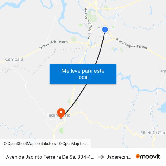 Avenida Jacinto Ferreira De Sá, 384-496 to Jacarezinho map