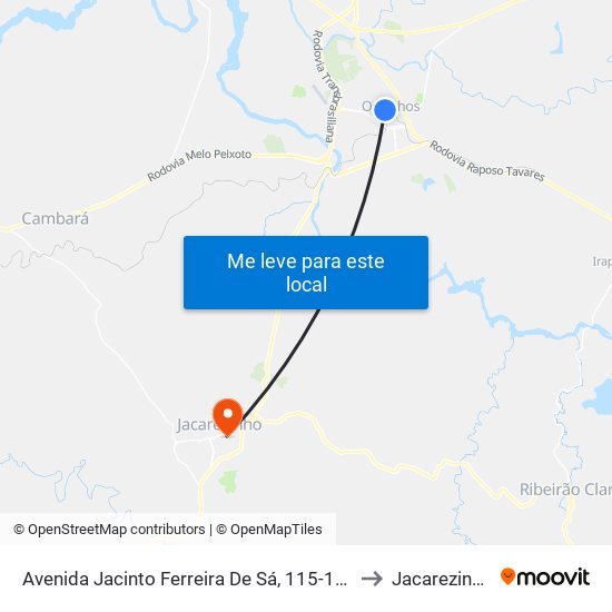 Avenida Jacinto Ferreira De Sá, 115-155 to Jacarezinho map