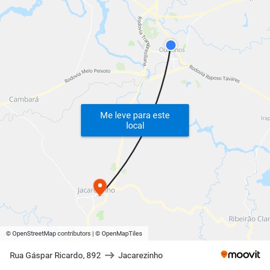 Rua Gáspar Ricardo, 892 to Jacarezinho map