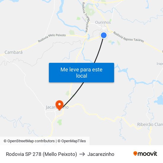 Rodovia SP 278 (Mello Peixoto) to Jacarezinho map