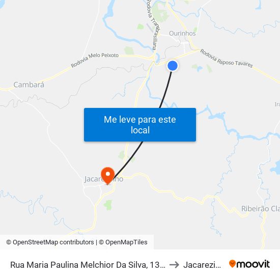 Rua Maria Paulina Melchior Da Silva, 137-203 to Jacarezinho map