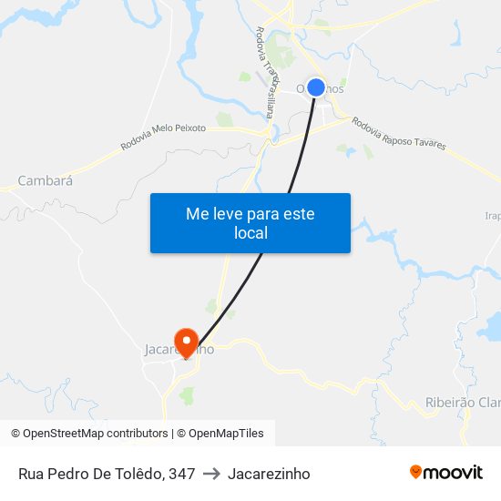 Rua Pedro De Tolêdo, 347 to Jacarezinho map