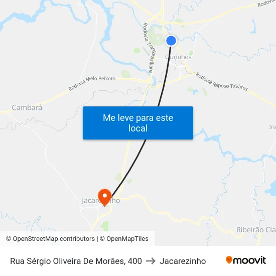 Rua Sérgio Oliveira De Morães, 400 to Jacarezinho map