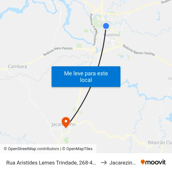 Rua Aristídes Lemes Trindade, 268-434 to Jacarezinho map