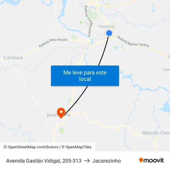 Avenida Gastão Vidigal, 205-313 to Jacarezinho map