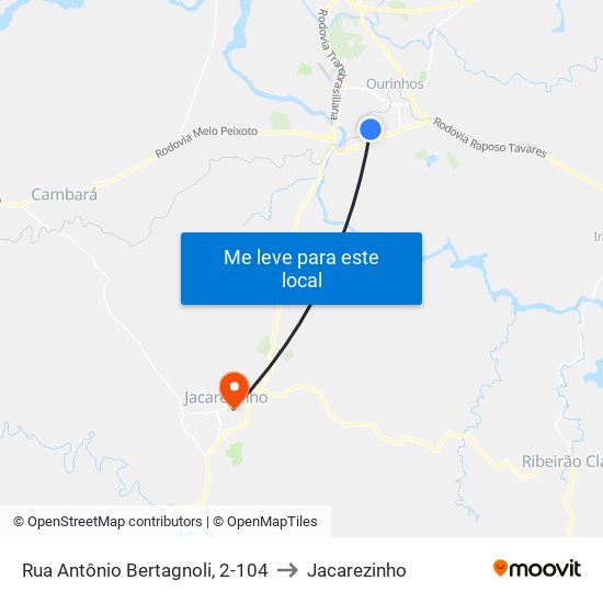 Rua Antônio Bertagnoli, 2-104 to Jacarezinho map