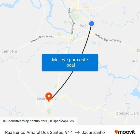 Rua Eurico Amaral Dos Santos, 914 to Jacarezinho map