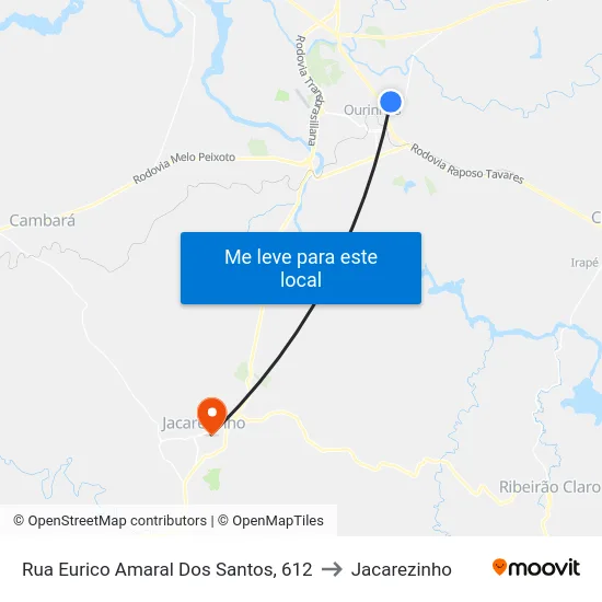 Rua Eurico Amaral Dos Santos, 612 to Jacarezinho map