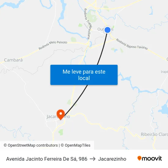 Avenida Jacinto Ferreira De Sá, 986 to Jacarezinho map