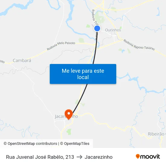 Rua Juvenal José Rabêlo, 213 to Jacarezinho map