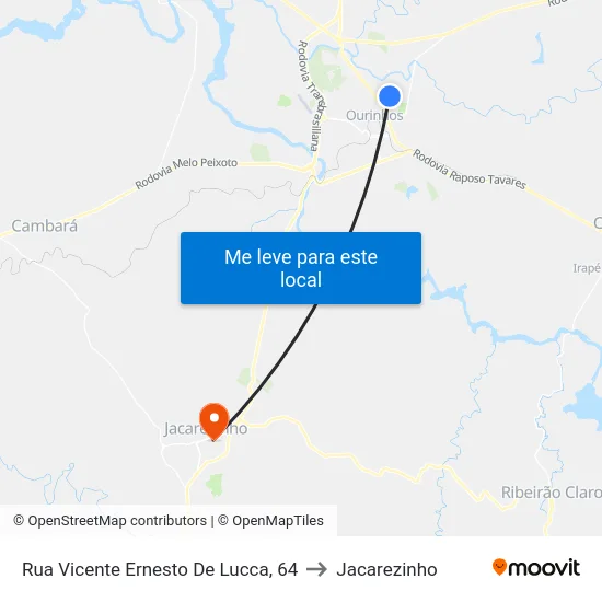 Rua Vicente Ernesto De Lucca, 64 to Jacarezinho map
