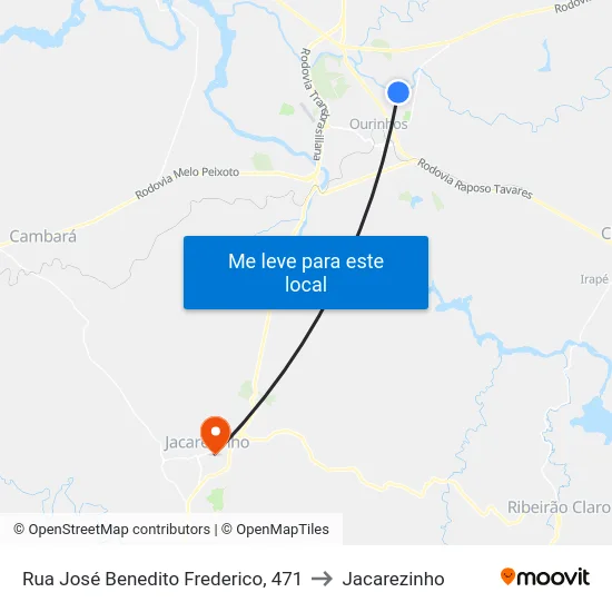 Rua José Benedito Frederico, 471 to Jacarezinho map