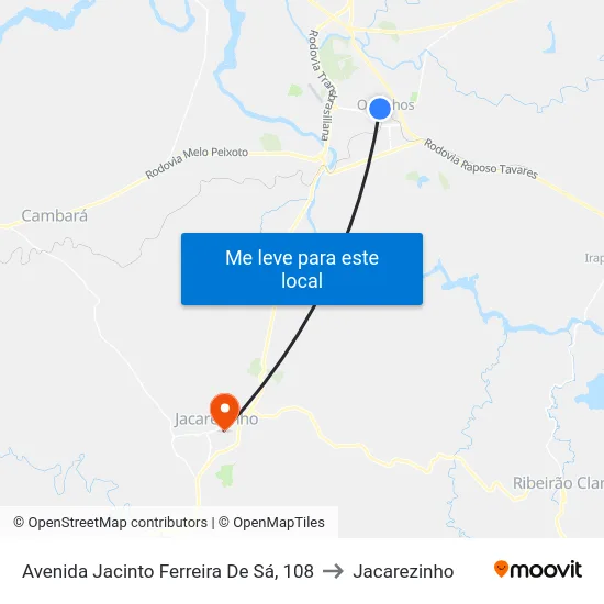 Avenida Jacinto Ferreira De Sá, 108 to Jacarezinho map