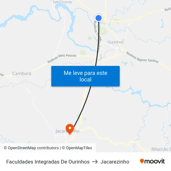Faculdades Integradas De Ourinhos to Jacarezinho map