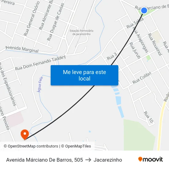Avenida Márciano De Barros, 505 to Jacarezinho map
