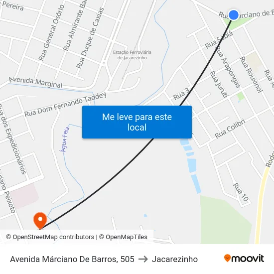 Avenida Márciano De Barros, 505 to Jacarezinho map