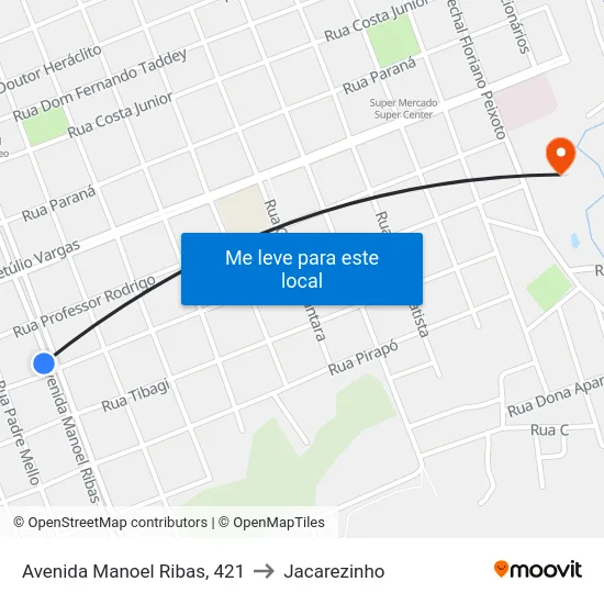 Avenida Manoel Ribas, 421 to Jacarezinho map