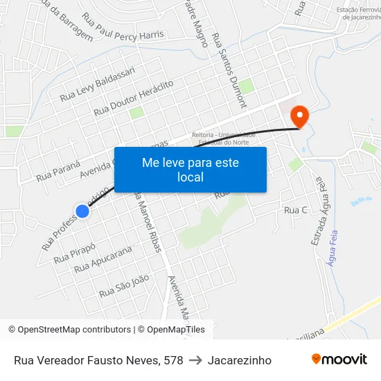 Rua Vereador Fausto Neves, 578 to Jacarezinho map
