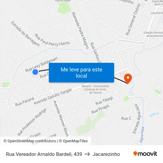 Rua Vereador Arnaldo Bardeli, 439 to Jacarezinho map