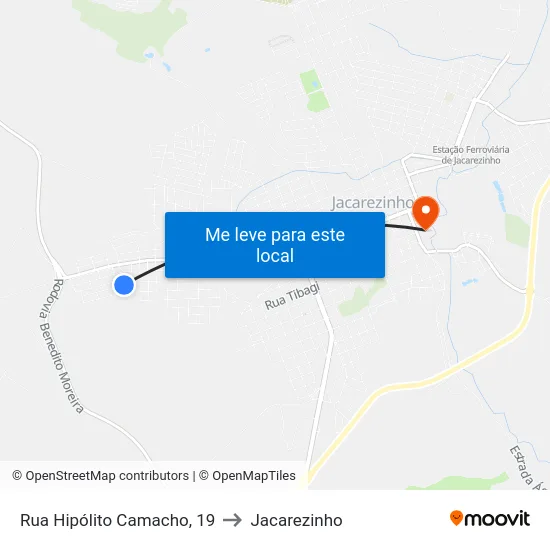 Rua Hipólito Camacho, 19 to Jacarezinho map