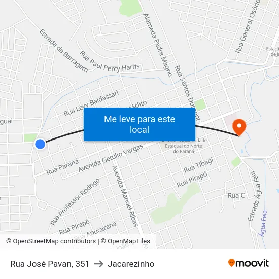 Rua José Pavan, 351 to Jacarezinho map