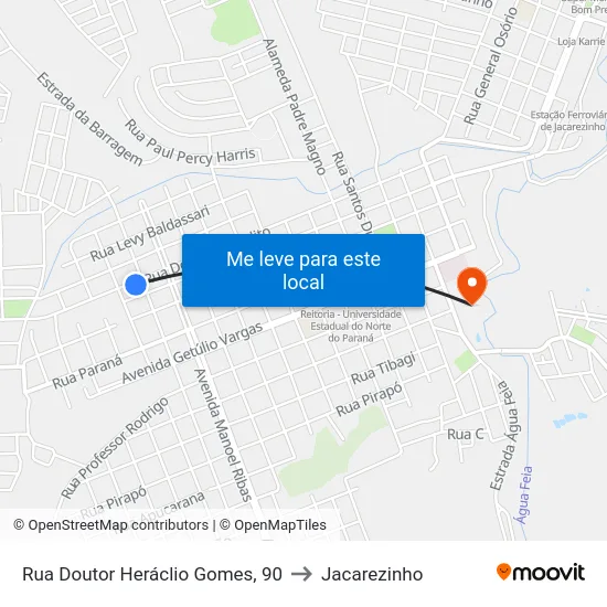 Rua Doutor Heráclio Gomes, 90 to Jacarezinho map