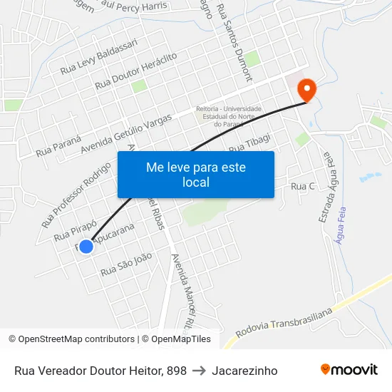 Rua Vereador Doutor Heitor, 898 to Jacarezinho map