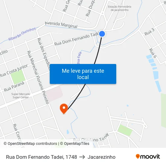 Rua Dom Fernando Tadei, 1748 to Jacarezinho map