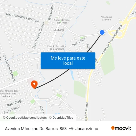 Avenida Márciano De Barros, 853 to Jacarezinho map