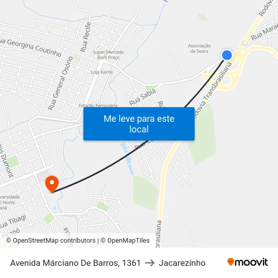 Avenida Márciano De Barros, 1361 to Jacarezinho map