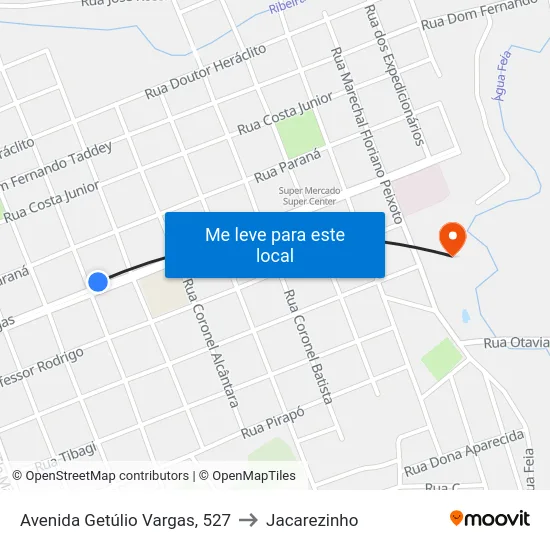 Avenida Getúlio Vargas, 527 to Jacarezinho map