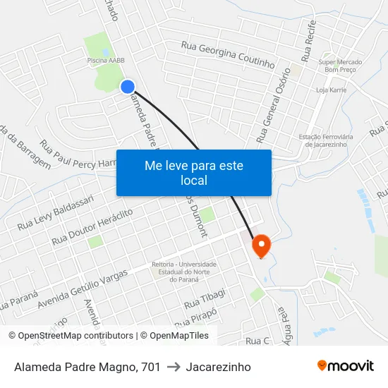 Alameda Padre Magno, 701 to Jacarezinho map