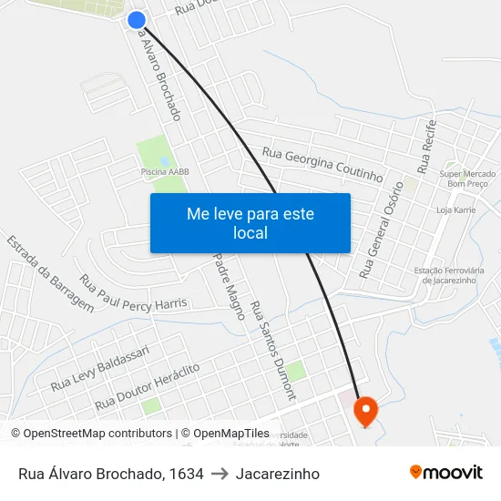 Rua Álvaro Brochado, 1634 to Jacarezinho map