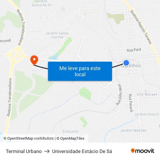 Terminal Urbano to Universidade Estácio De Sá map