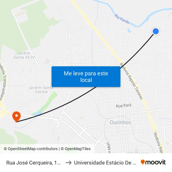 Rua José Cerqueira, 132 to Universidade Estácio De Sá map