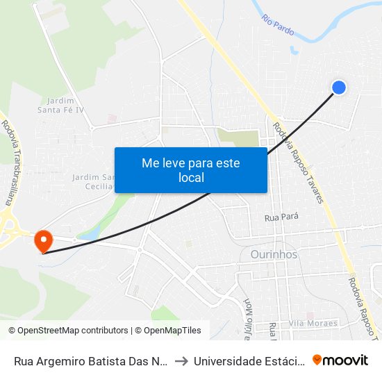 Rua Argemiro Batista Das Neves, 333 to Universidade Estácio De Sá map