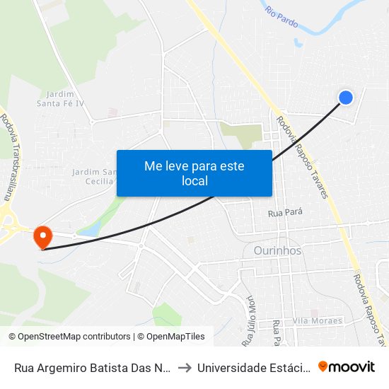 Rua Argemiro Batista Das Neves, 557 to Universidade Estácio De Sá map