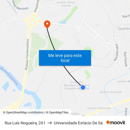Rua Luís Nogueira, 261 to Universidade Estácio De Sá map