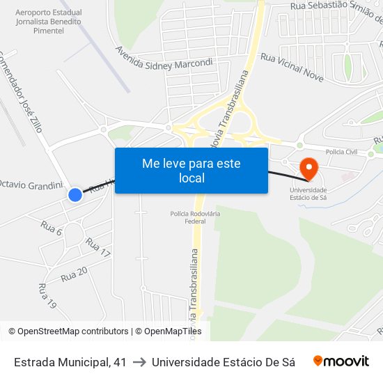 Estrada Municipal, 41 to Universidade Estácio De Sá map