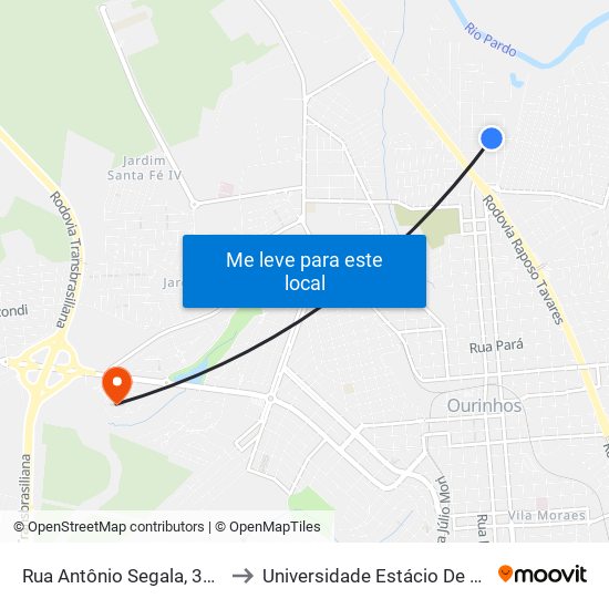 Rua Antônio Segala, 331 to Universidade Estácio De Sá map