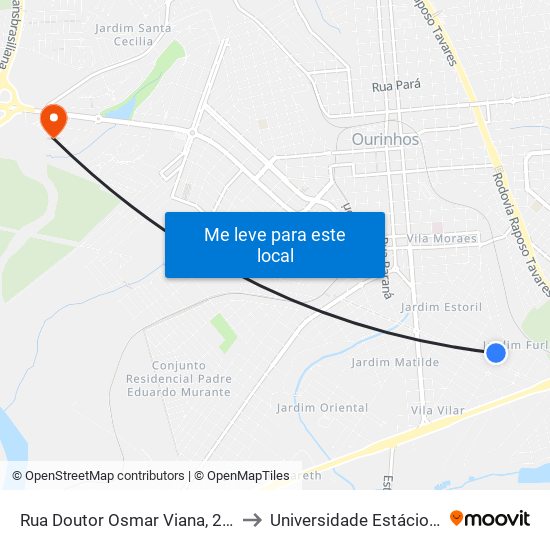 Rua Doutor Osmar Viana, 274-470 to Universidade Estácio De Sá map